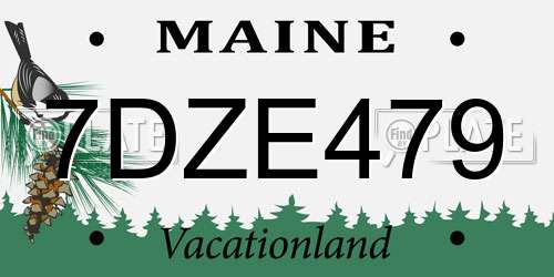 7DZE479 Maine License Plate