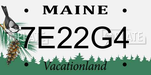 7E22G4 Maine License Plate