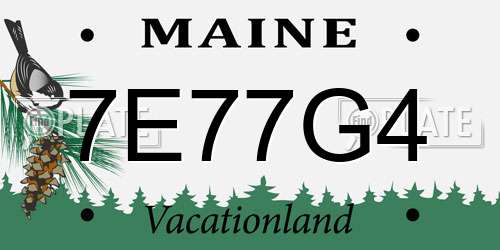 7E77G4 Maine License Plate