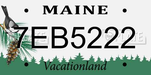 7EB5222 Maine License Plate