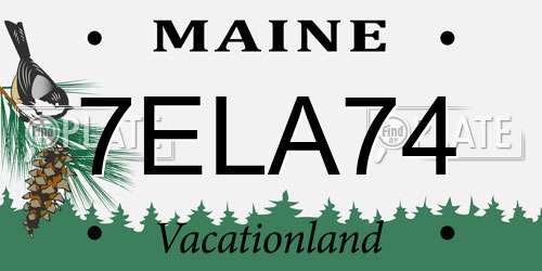 7ELA74 Maine License Plate