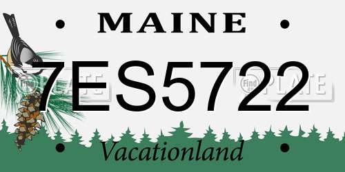 7ES5722 Maine License Plate