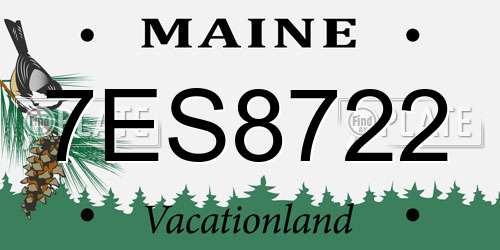 7ES8722 Maine License Plate