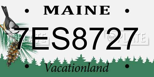 7ES8727 Maine License Plate