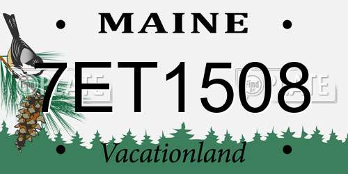 7ET1508 Maine License Plate