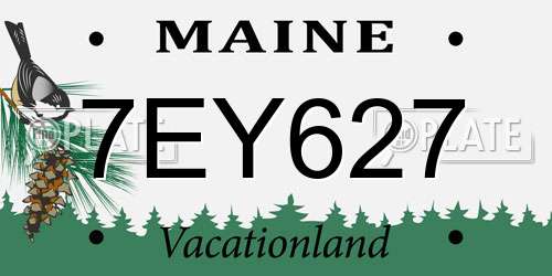 7EY627 Maine License Plate