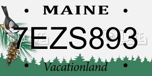 7EZS893 Maine License Plate