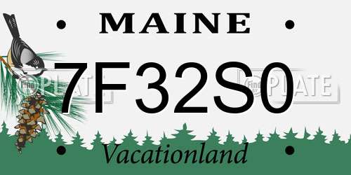7F32S0 Maine License Plate