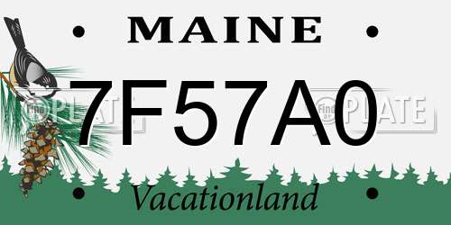 7F57A0 Maine License Plate