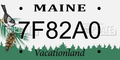 7F82A0 Maine License Plate