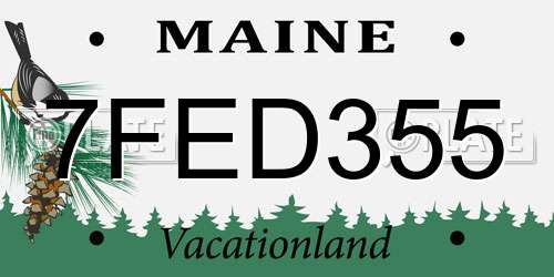 7FED355 Maine License Plate
