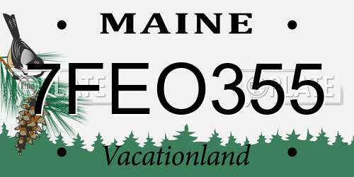 7FEO355 Maine License Plate