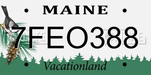7FEO388 Maine License Plate
