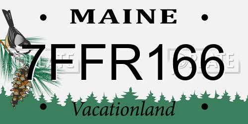 7FFR166 Maine License Plate