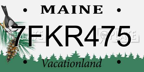 7FKR475 Maine License Plate