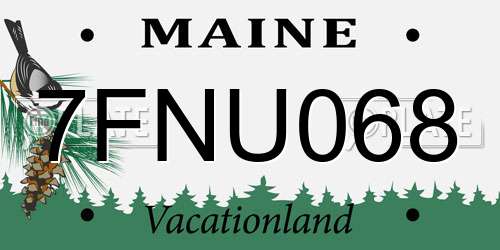 7FNU068 Maine License Plate
