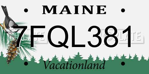 7FQL381 Maine License Plate