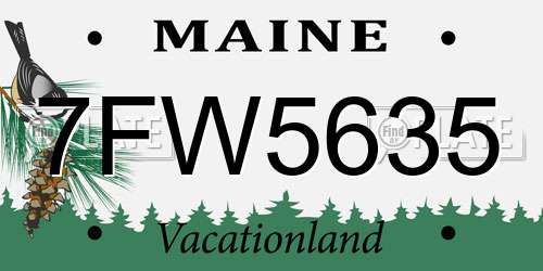 7FW5635 Maine License Plate