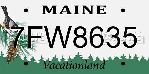 7FW8635 Maine License Plate