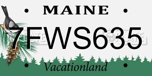 7FWS635 Maine License Plate