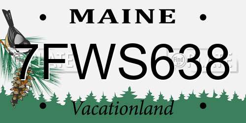 7FWS638 Maine License Plate