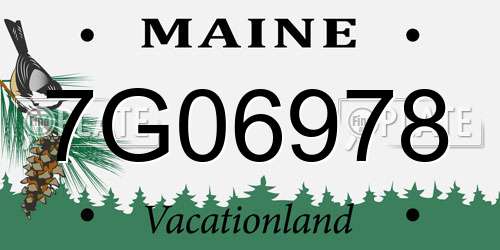 7G06978 Maine License Plate