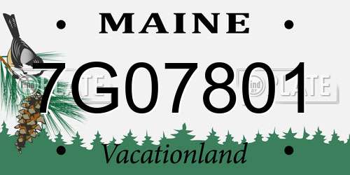 7G07801 Maine License Plate