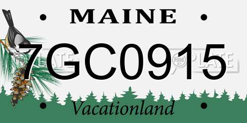 7GC0915 Maine License Plate