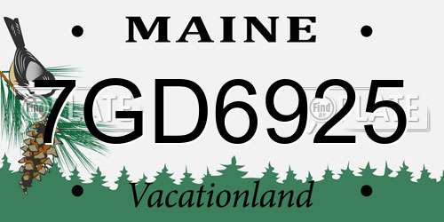 7GD6925 Maine License Plate