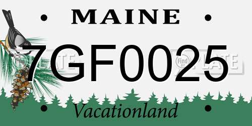 7GF0025 Maine License Plate