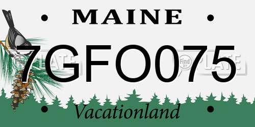 7GFO075 Maine License Plate