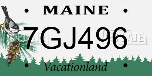 7GJ496 Maine License Plate