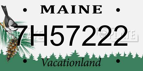 7H57222 Maine License Plate