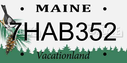 7HAB352 Maine License Plate