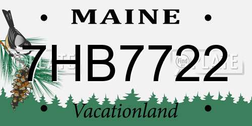 7HB7722 Maine License Plate