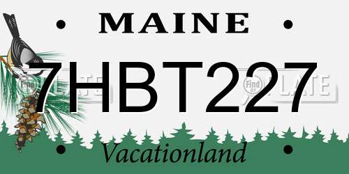 7HBT227 Maine License Plate