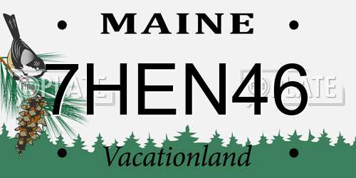 7HEN46 Maine License Plate