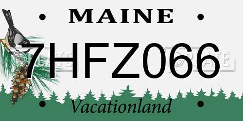 7HFZ066 Maine License Plate