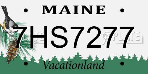 7HS7277 Maine License Plate