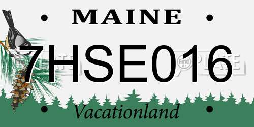 7HSE016 Maine License Plate