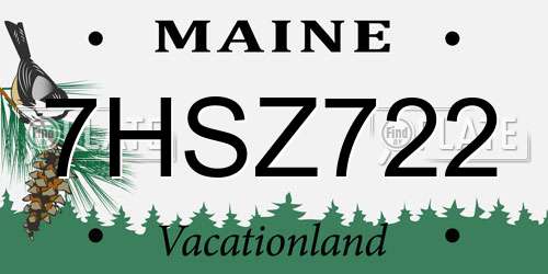 7HSZ722 Maine License Plate