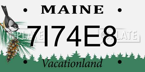 7I74E8 Maine License Plate