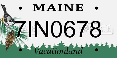 7IN0678 Maine License Plate