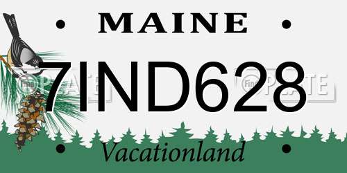 7IND628 Maine License Plate