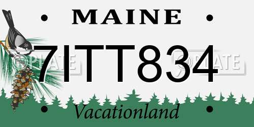 7ITT834 Maine License Plate