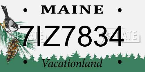 7IZ7834 Maine License Plate