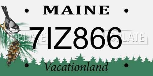 7IZ866 Maine License Plate