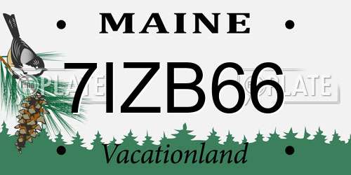 7IZB66 Maine License Plate