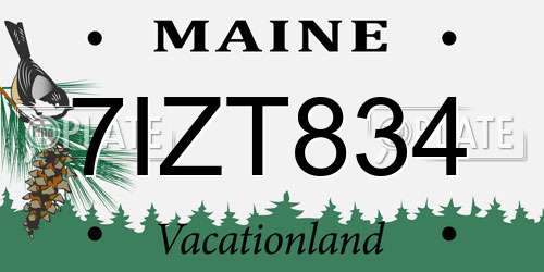 7IZT834 Maine License Plate