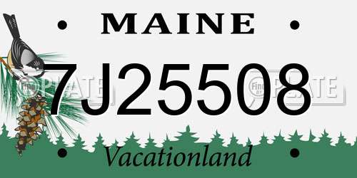 7J25508 Maine License Plate